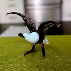 Tiny Handblown Glass Black Eagle Figurine